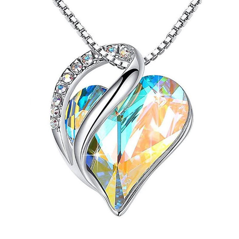 Heart Shape Crystal Birthstone Pendant Necklace