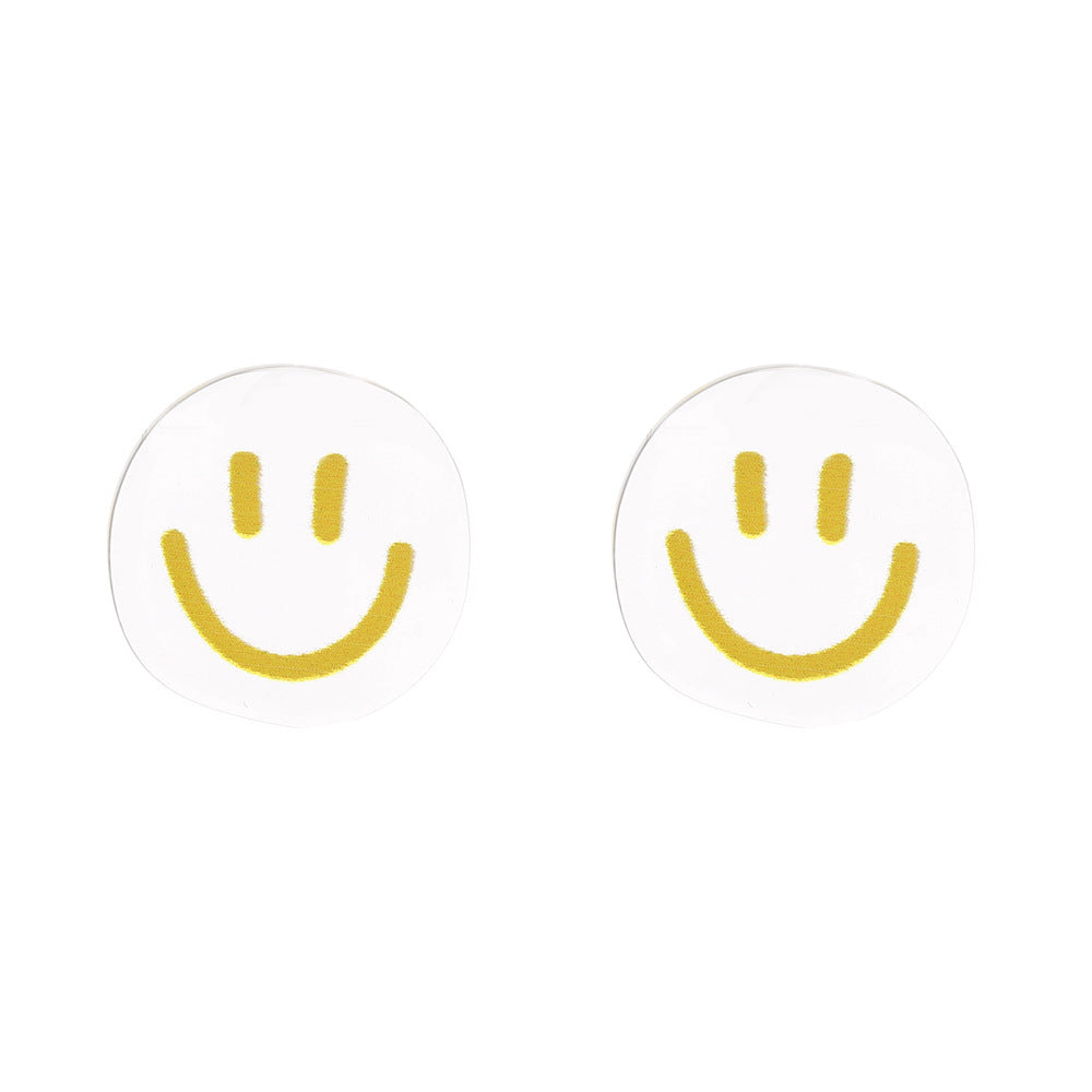 Cartoon Smiley Face Resin Transparent Earrings Jewelry