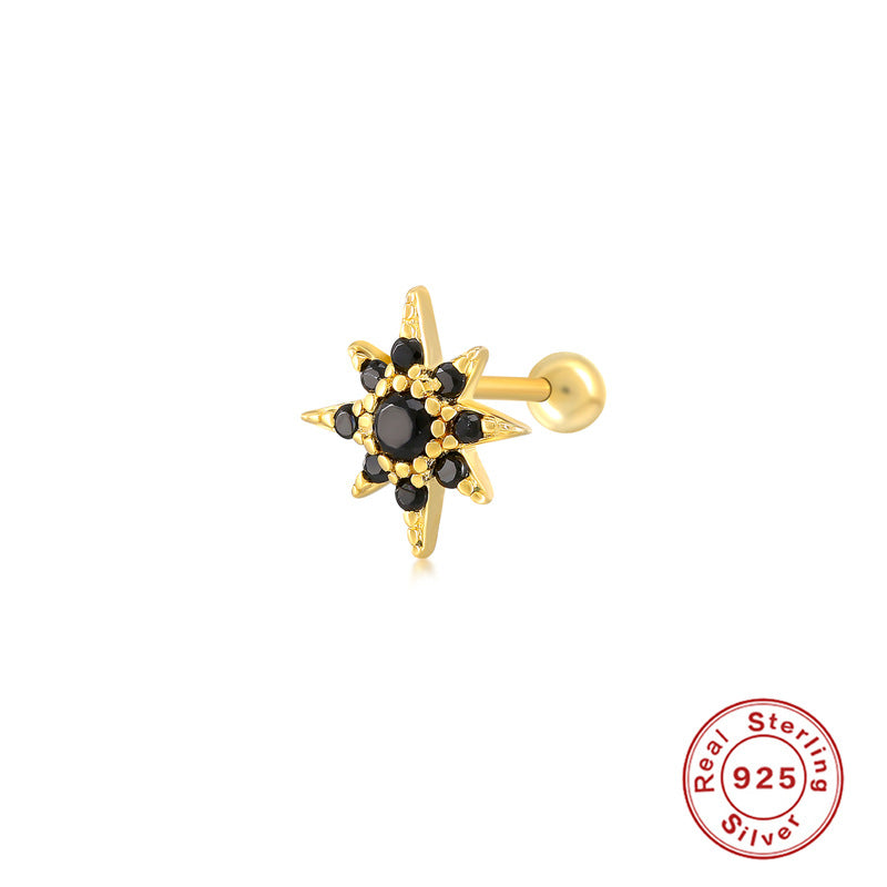 Sterling Silver Star Moon Heart Shaped Stud Earrings