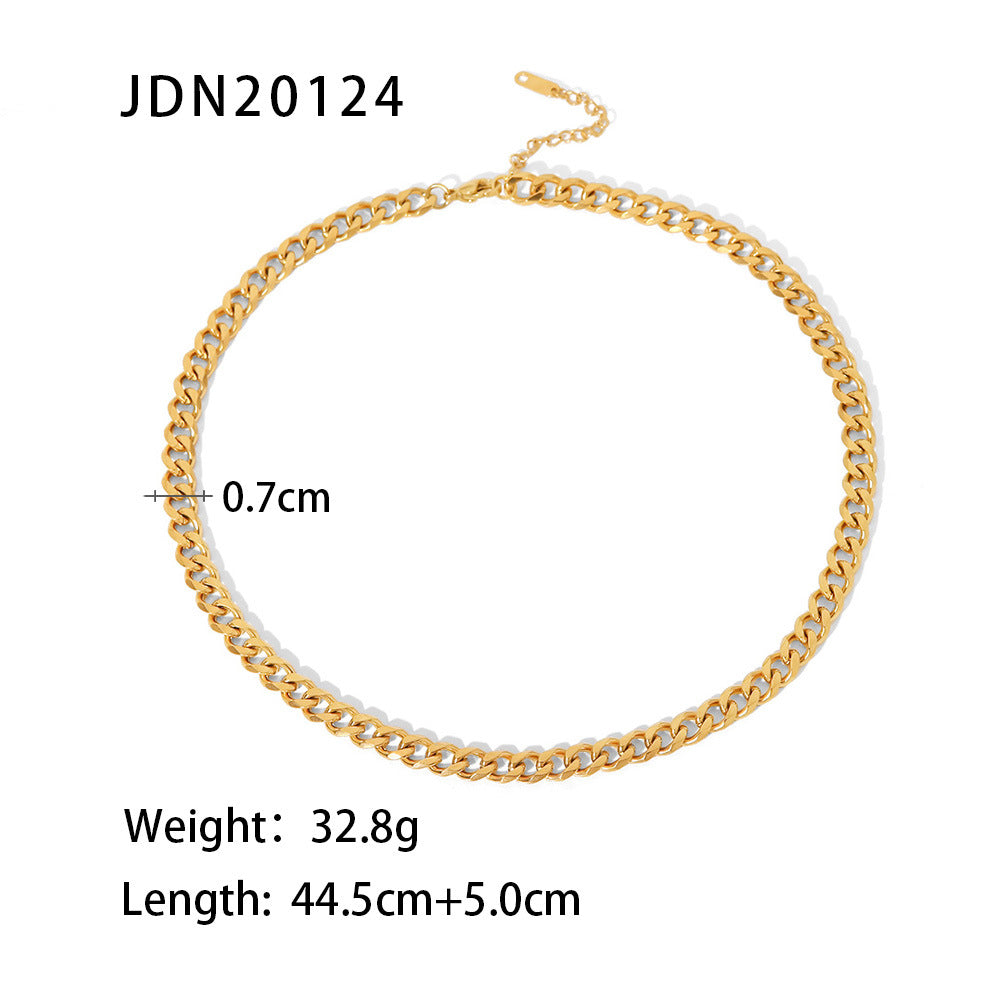 18K Gold Plated Stainless Steel Cuban Chain Necklace