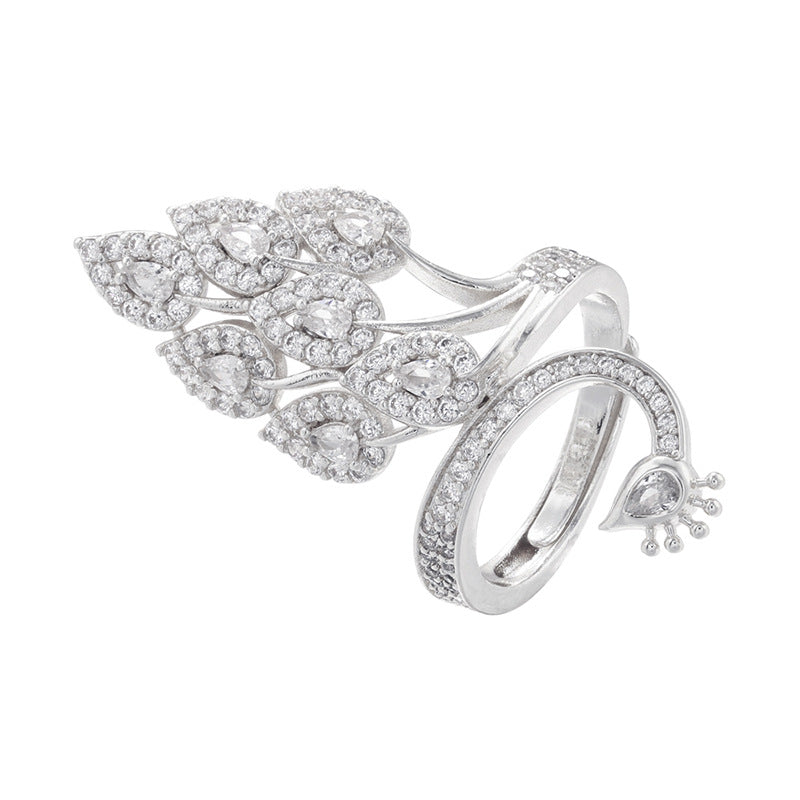 Elegant Luxurious Snake Butterfly Zircon 18K Gold Plated Adjustable Open Rings
