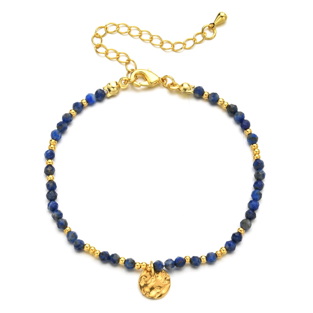 Modern Geometric Natural Stone Beaded Bracelet with Stainless Steel Accents