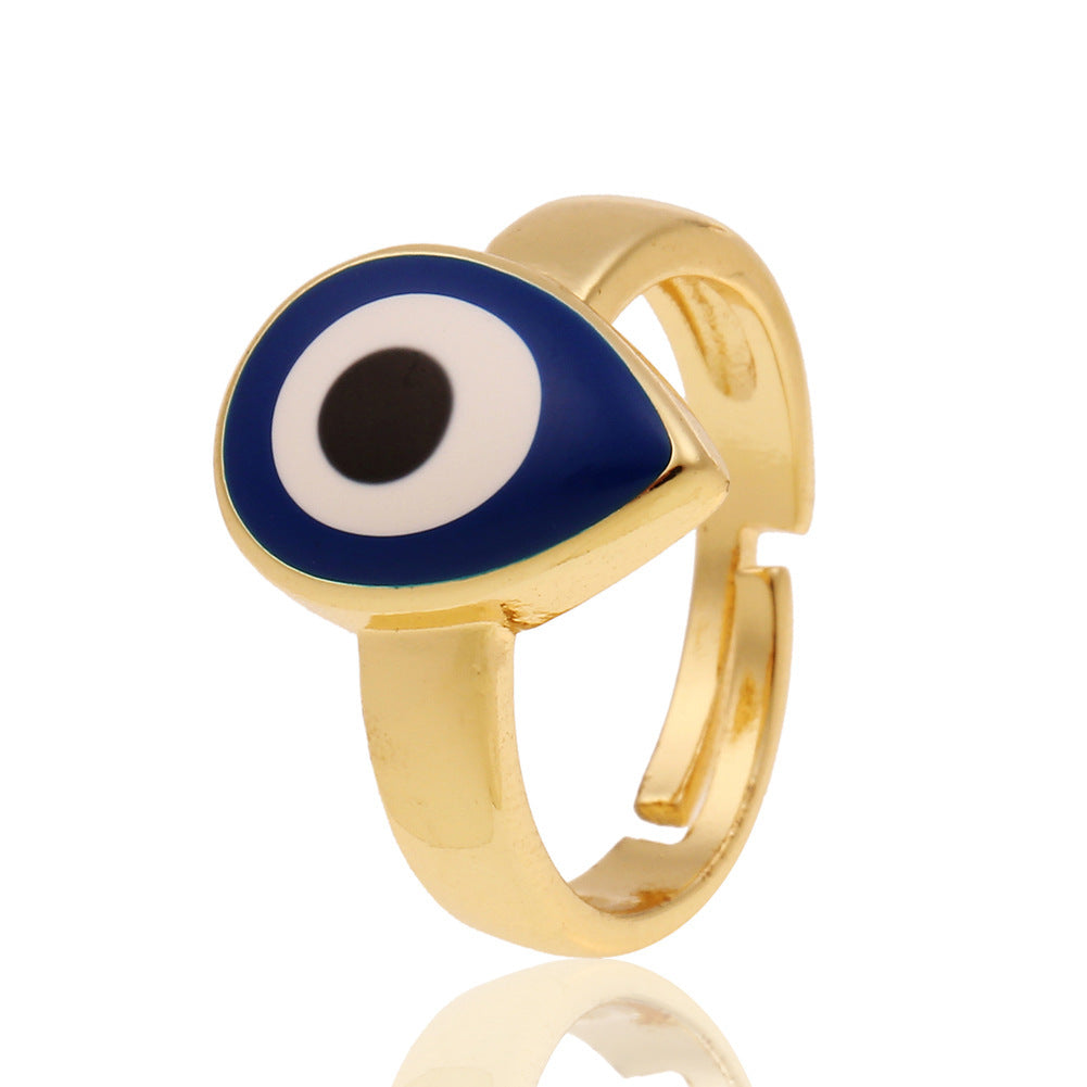 Fashion Copper Plated Gold Evil Eye Women's Minimalist Tail Ring