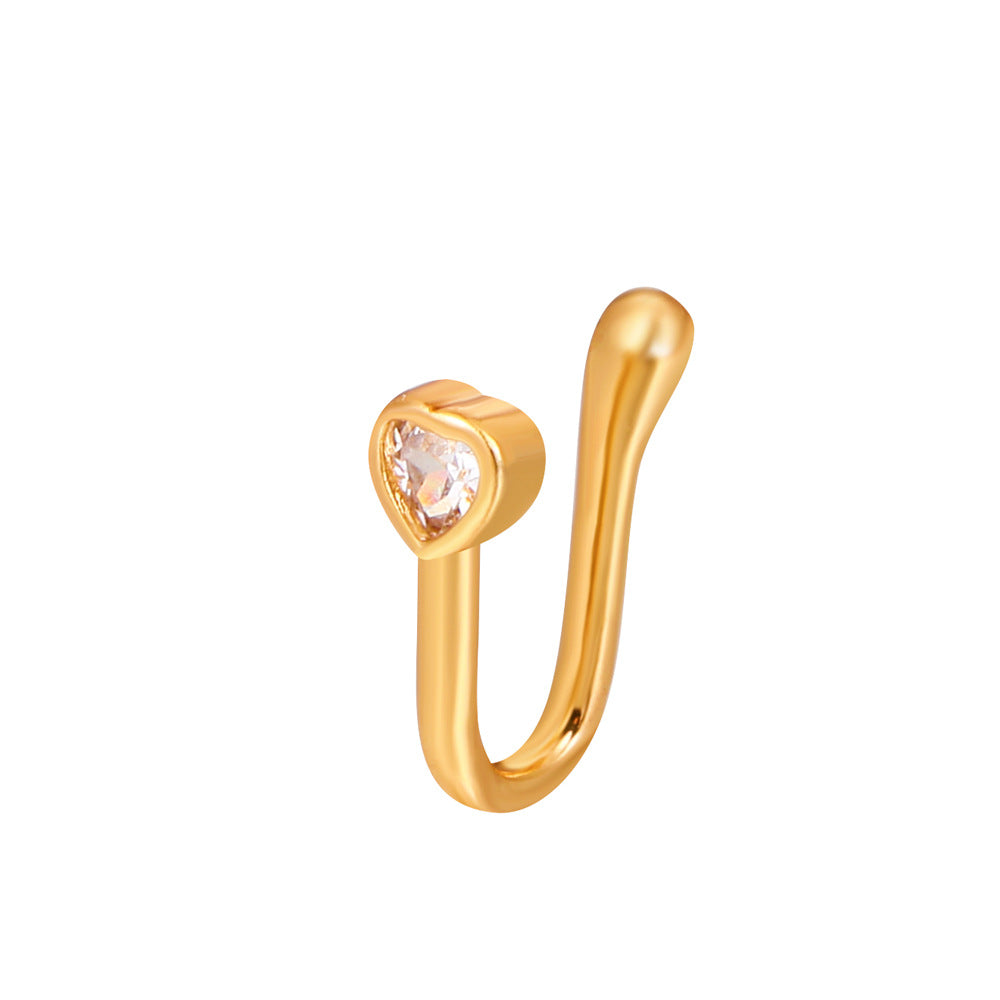 Adjustable Retro Copper Zircon U-Shaped Nose Clip Piercing Jewelry