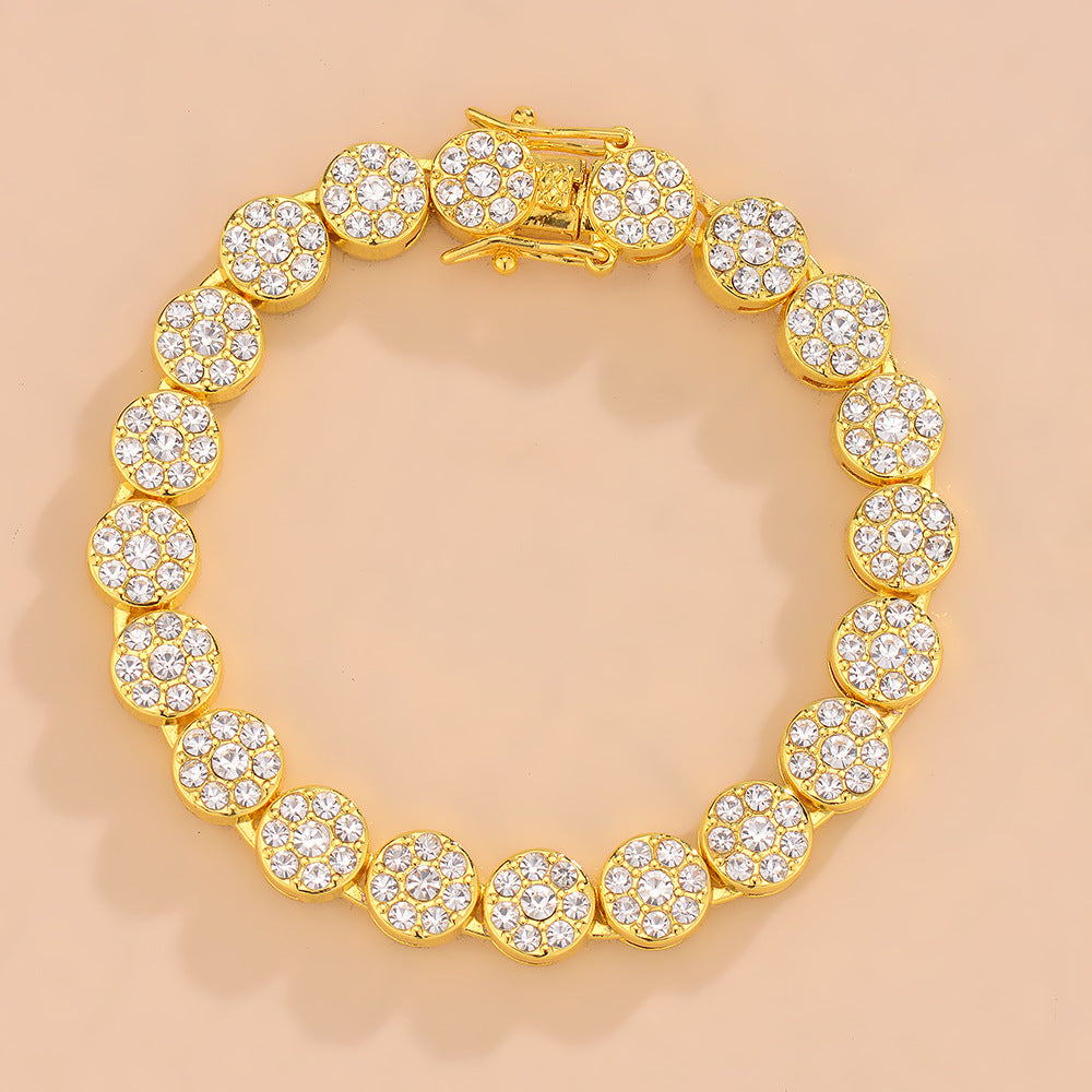 Miami Cuban Link Necklace & 9.5mm Round Geometric Hip Hop Anklet Bracelet