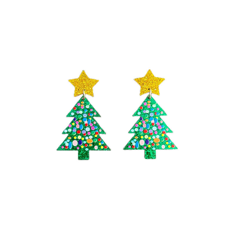 1 Pair Cute Dinosaur & Christmas Themed Acrylic Drop Earrings