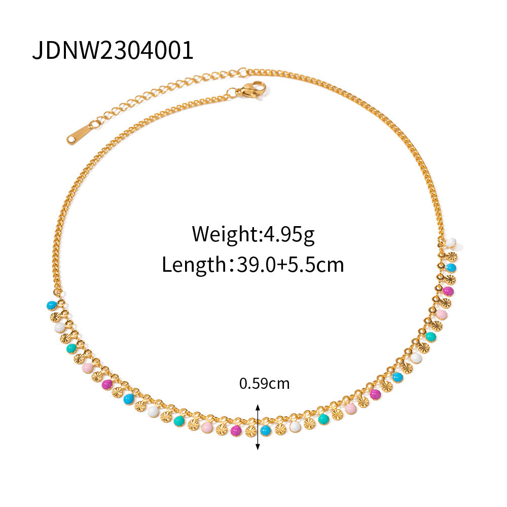 Modern Tassel 18K Gold Plated Colorful Beaded Necklace