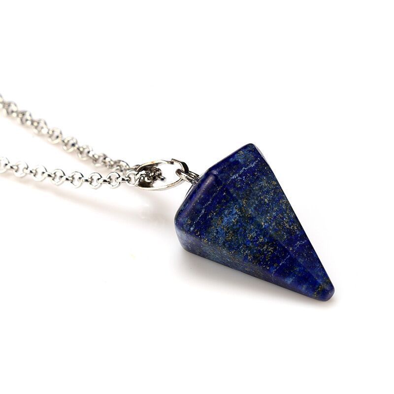 Hexagonal Cone Natural Stone Crystal Pendant Necklace