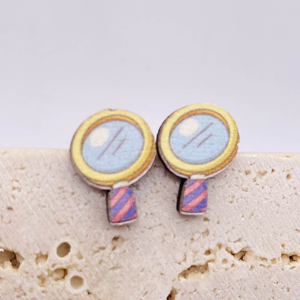 1 Pair Fashion Scissors and Pencil Wood Women's Ear Studs - Back to School Teacher's Collection