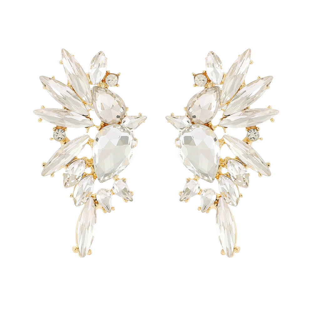Retro Luxurious Rhinestone Wing Stud Earrings