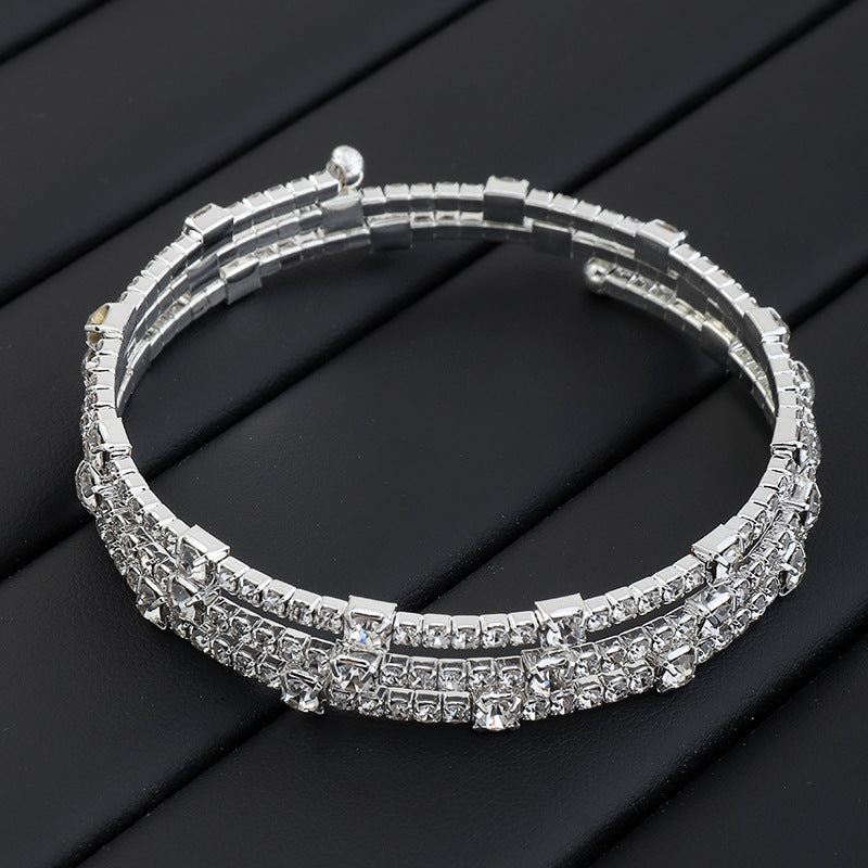 Fashion Rhinestone Pearl Multi-layer Wrap Bracelet