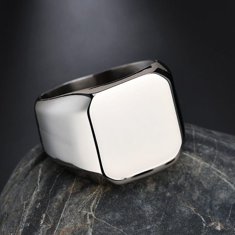 Fashion Stainless Steel Minimalist Square Ring for Men