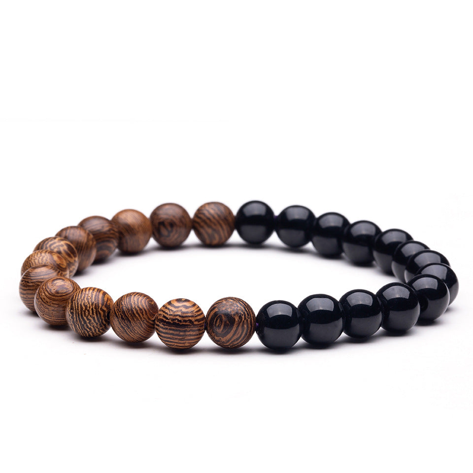 Black Dragon Pattern Matte Stone Beaded Yoga Bracelet