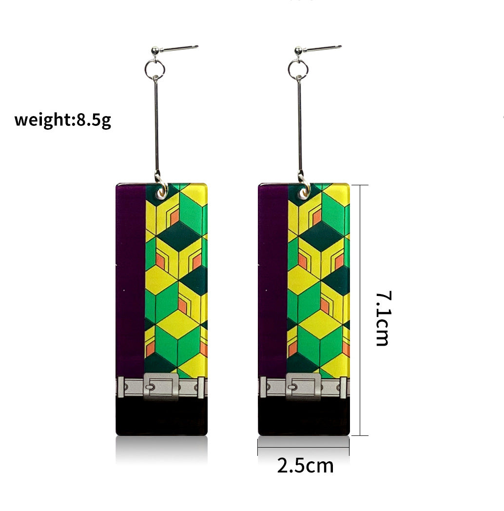 1 Pair Acrylic Rectangle Drop Earrings Inspired by Anime Characters