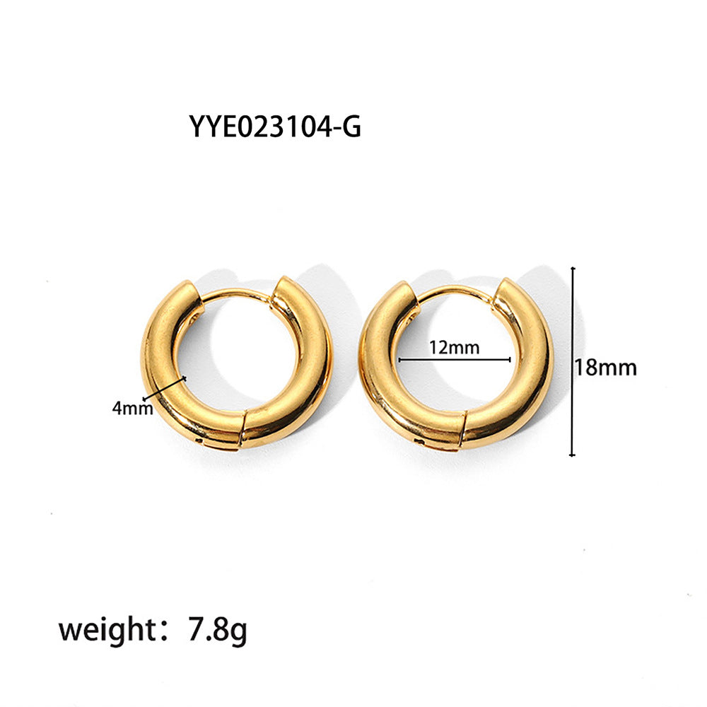 Minimalist 18k Gold-Plated Stainless Steel Hoop Earrings