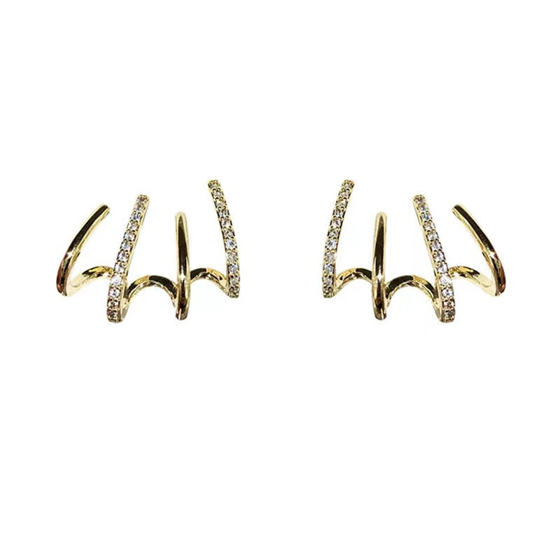 Geometric Diamond Circle Hoop Earrings with Hypoallergenic Silver Studs