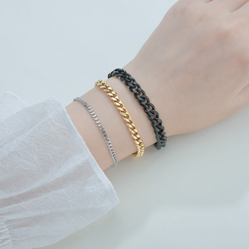 Hip-Hop Titanium Steel Cuban Link Bracelet with Stoving Varnish Plating
