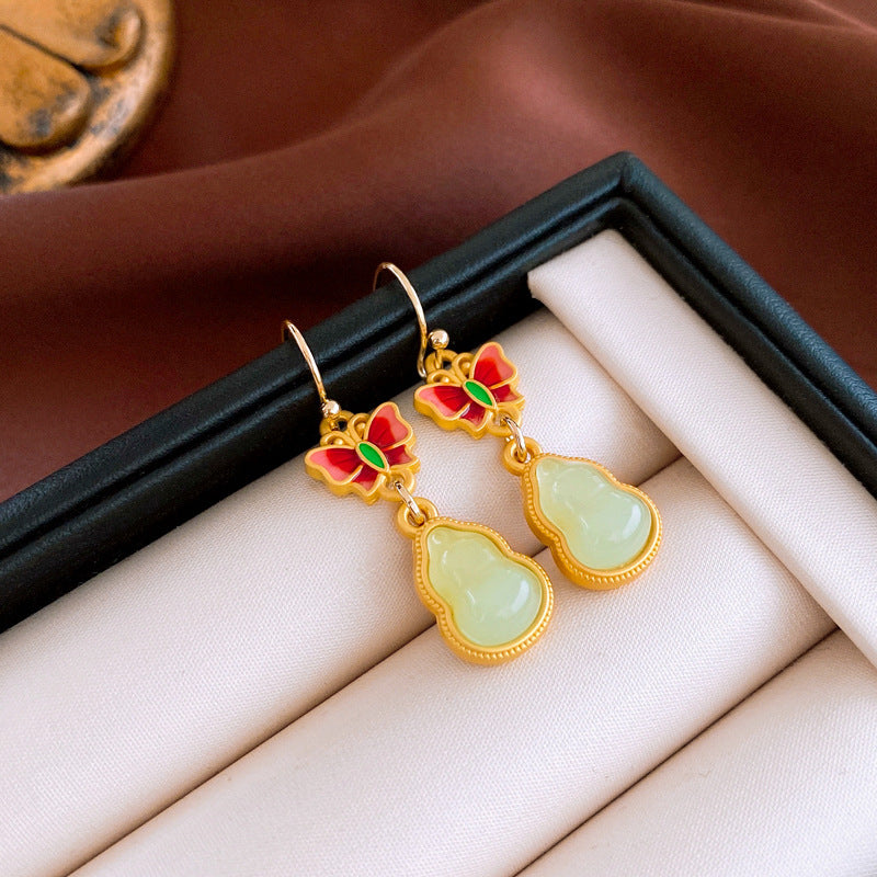 Elegant Leaf Fan-Shaped Copper Drop Earrings