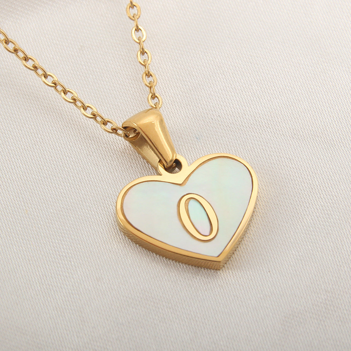 Elegant Heart Shell Initial Pendant Necklace - Gold Plated Stainless Steel