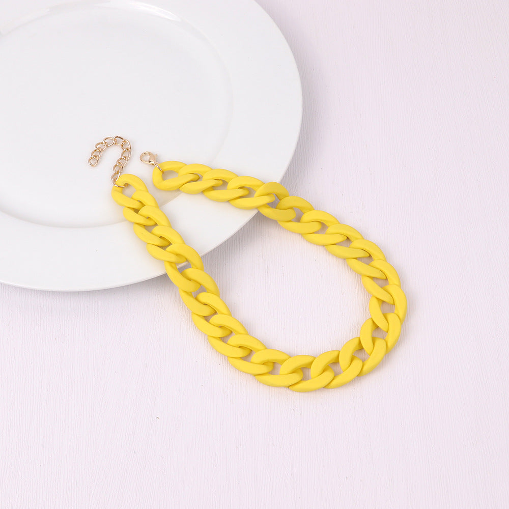 Fashion Acrylic Patchwork Rainbow Chain Necklace for Women