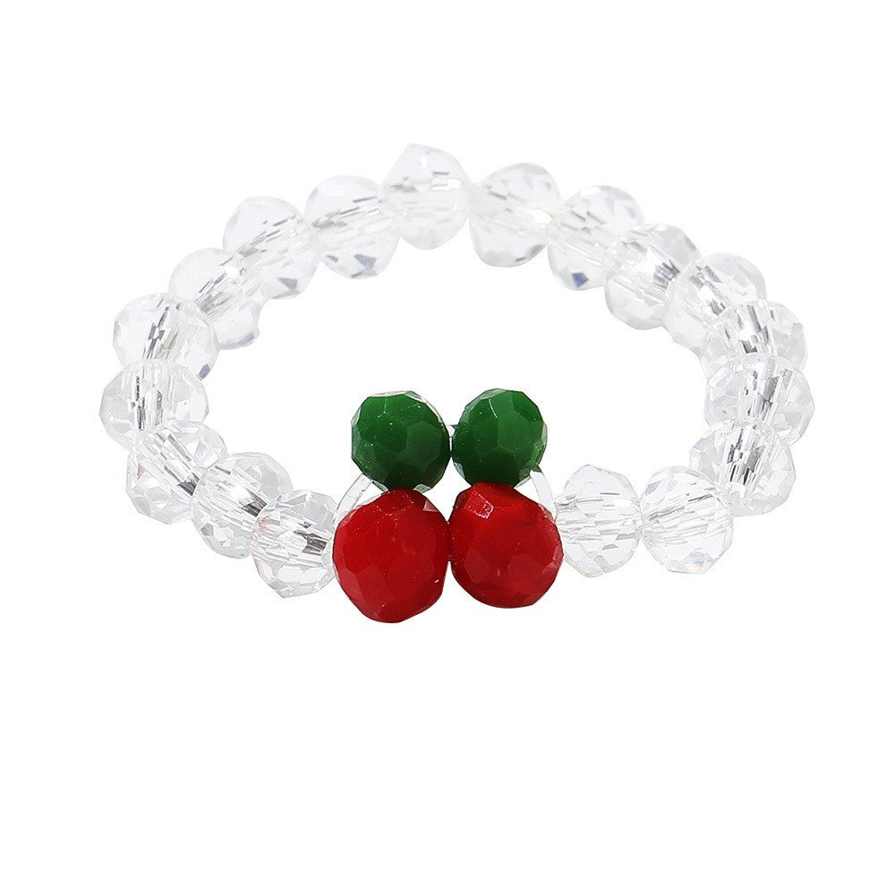 Simple Crystal Bead Elastic Woven Flower Ring in Candy Colors