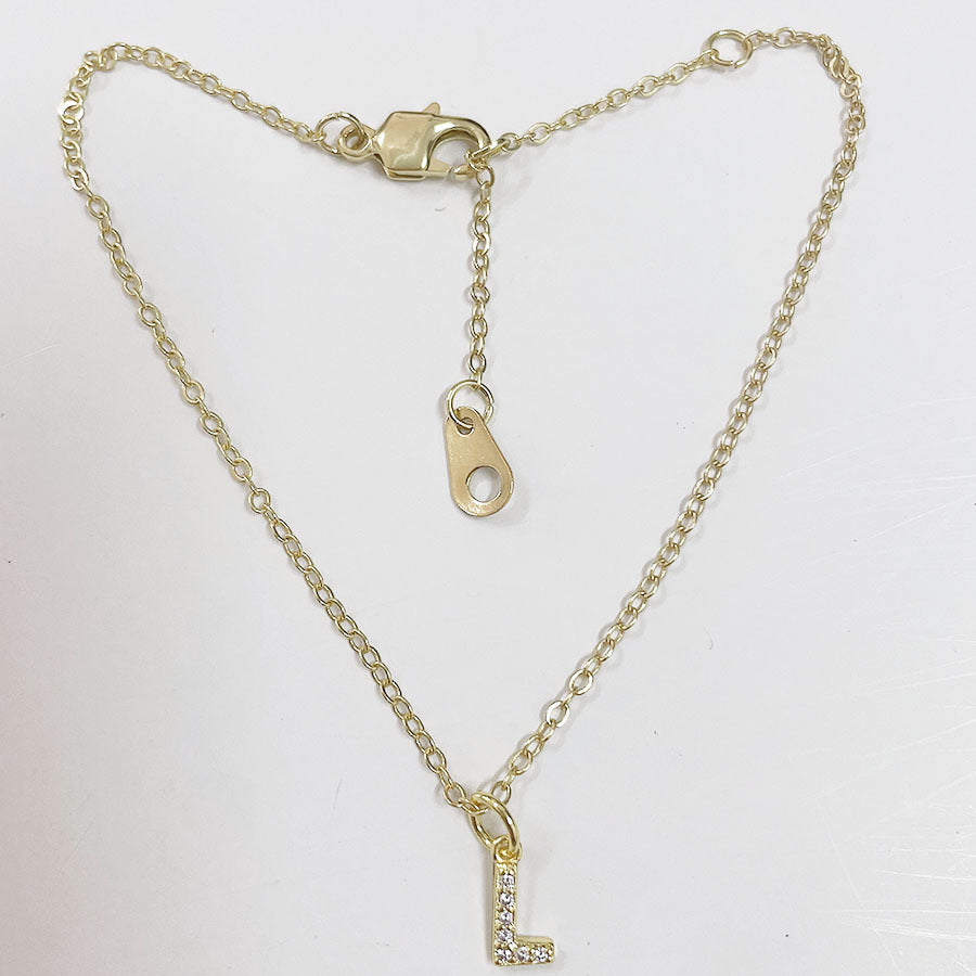 Elegant Initial Zircon Inlay 14k Gold Plated Copper Bracelets for Women