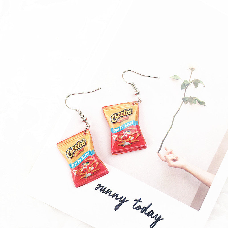 1 Pair Novelty Food Resin Women's Drop Earrings - Creative Handmade Fun Snack Dangle Jewelry