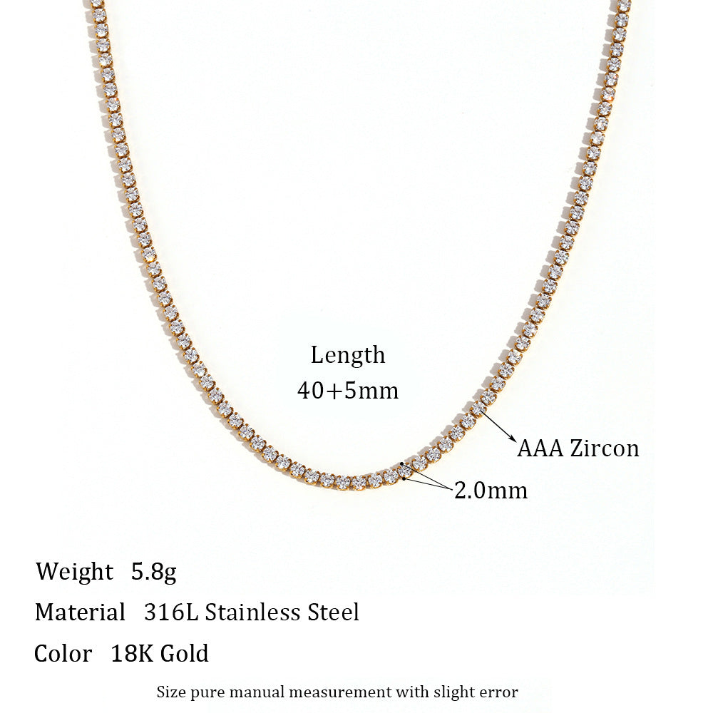 Minimalist Geometric Zircon Stainless Steel Necklace and Bracelet Set