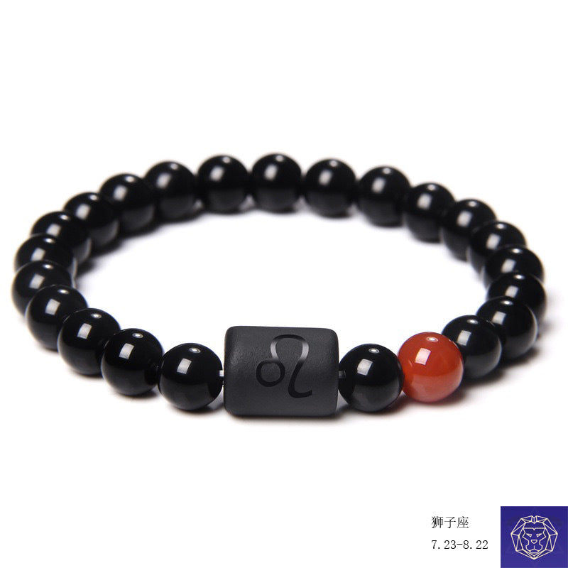 Simple Constellation Obsidian Beaded Unisex Bracelet with Elastic Cord