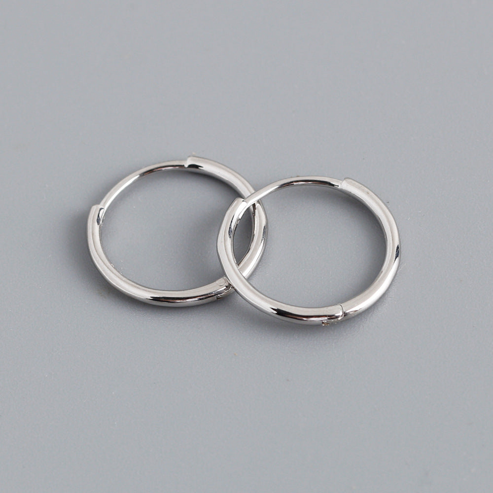 Simple Style Sterling Silver Circle Hoop Earrings