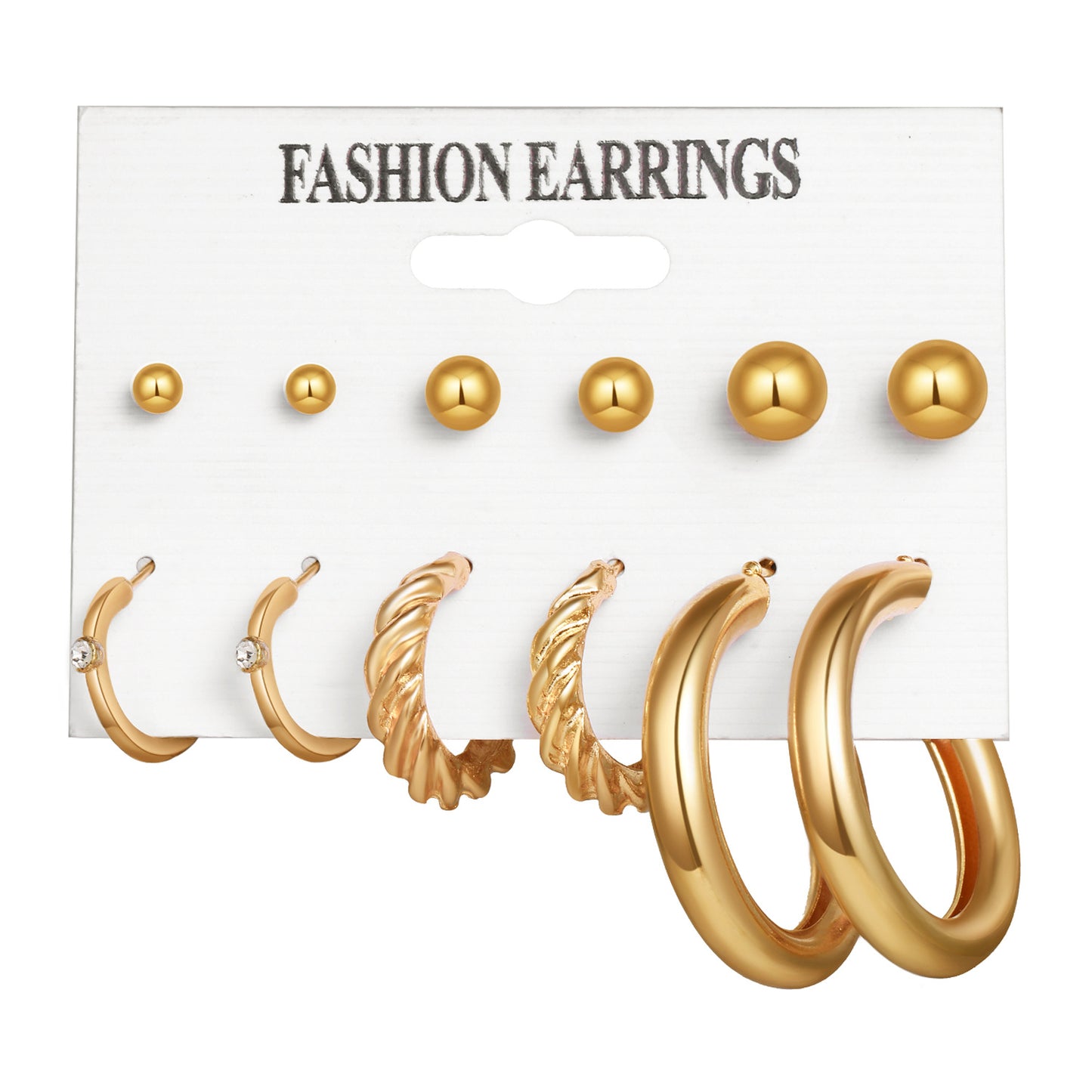 Fashion Geometric Gold Metal & Butterfly Pearl Rhinestone Earrings Set for Women