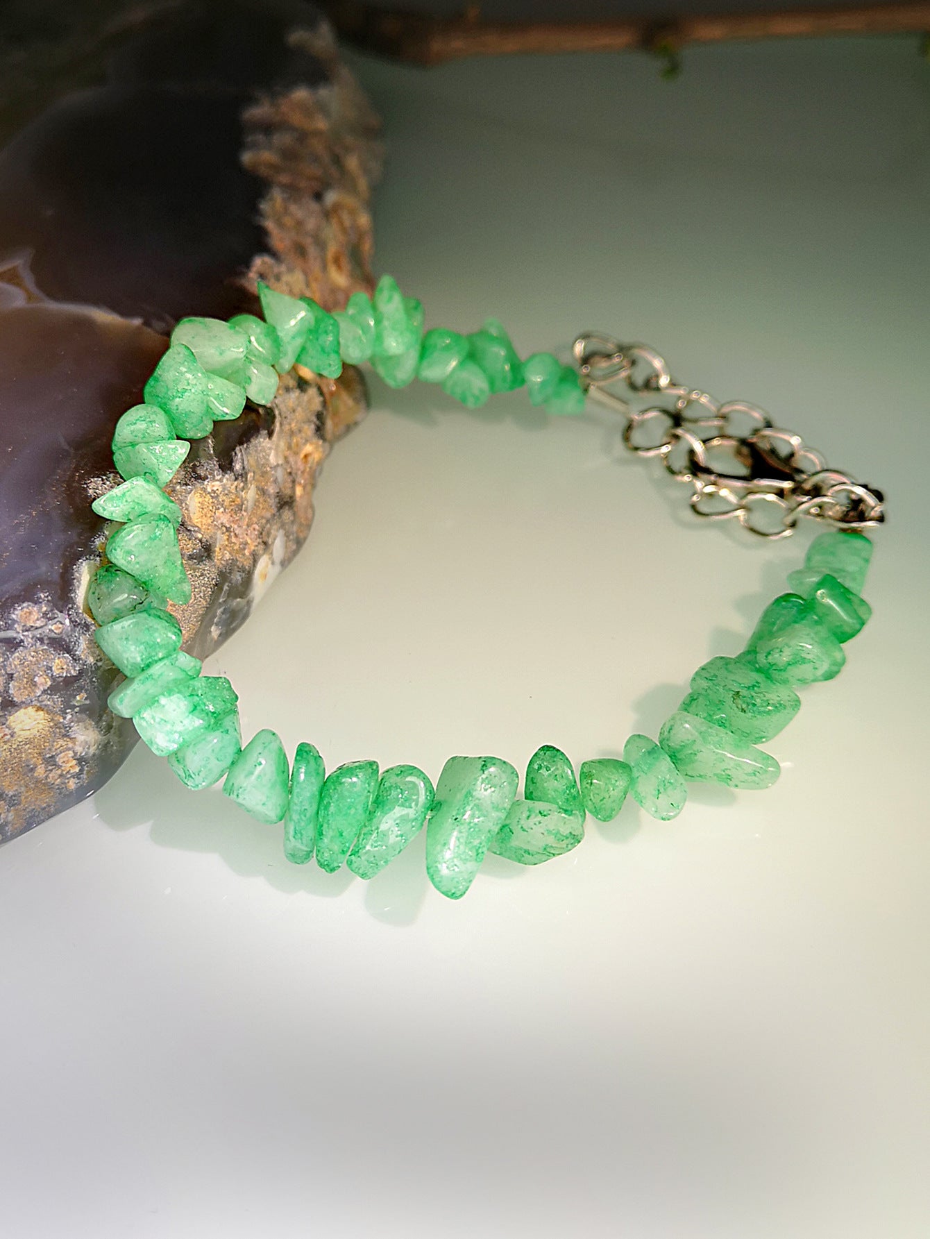 Natural Crystal Amethyst Agate Tourmaline Bracelet with Irregular Stone Beads
