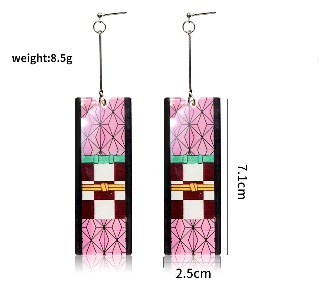 1 Pair Acrylic Rectangle Drop Earrings Inspired by Anime Characters