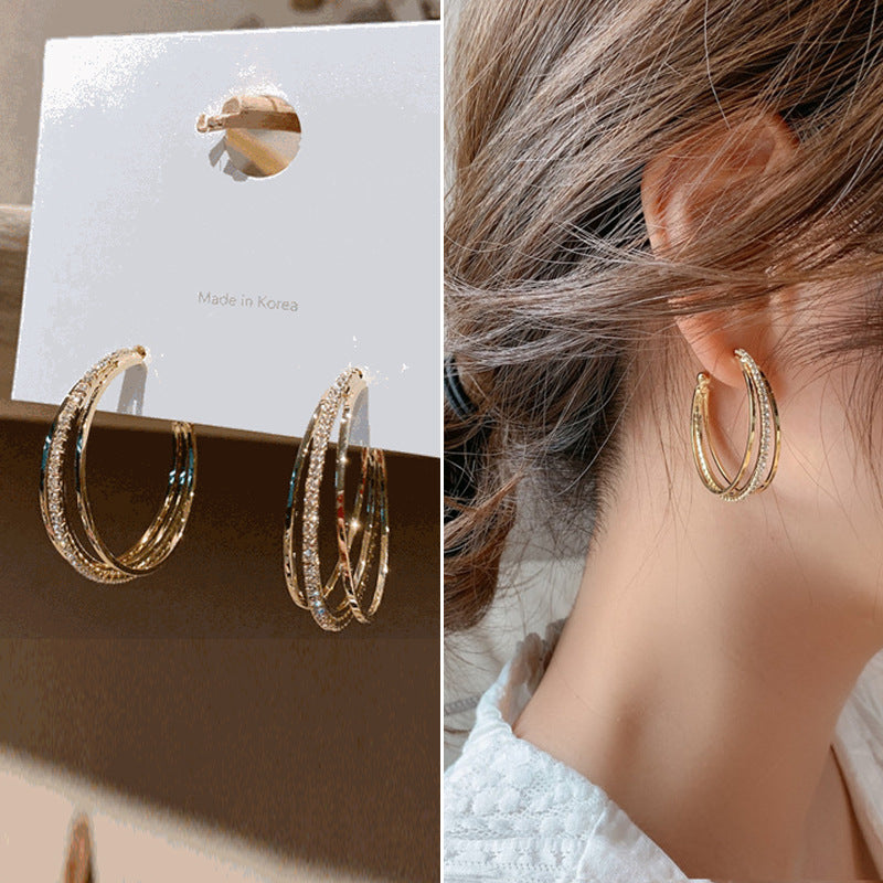 Retro Geometric Alloy Plated Earrings with 925 Silver Needle