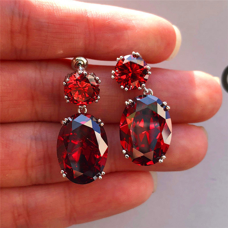 Fashion Copper Zircon Geometric Drop Earrings - Multi-Color Options