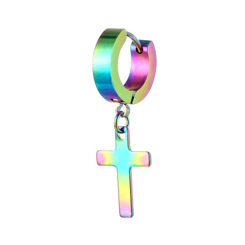 Simple Cross Stainless Steel Drop Earrings