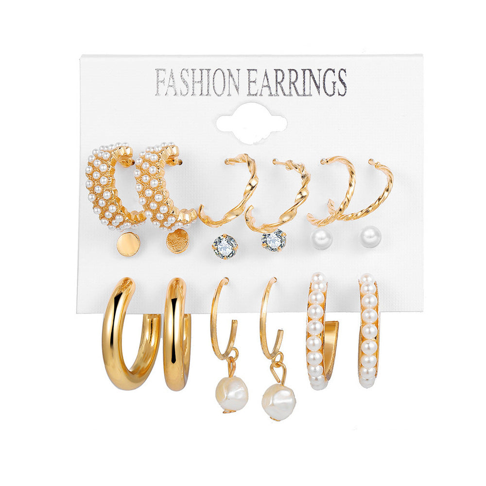 Fashion Heart & Butterfly Metal Chain Earrings Set - 15 Pieces