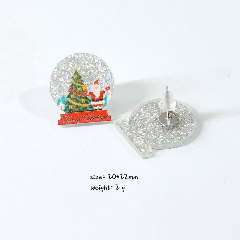 Cartoon Animal Acrylic Christmas Theme Women's Stud Earrings