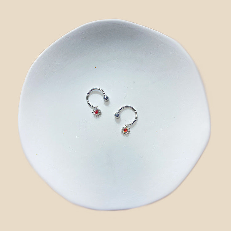 Hip-hop Streetwear Star Heart Zircon Inlay Stainless Steel Nipple Ring