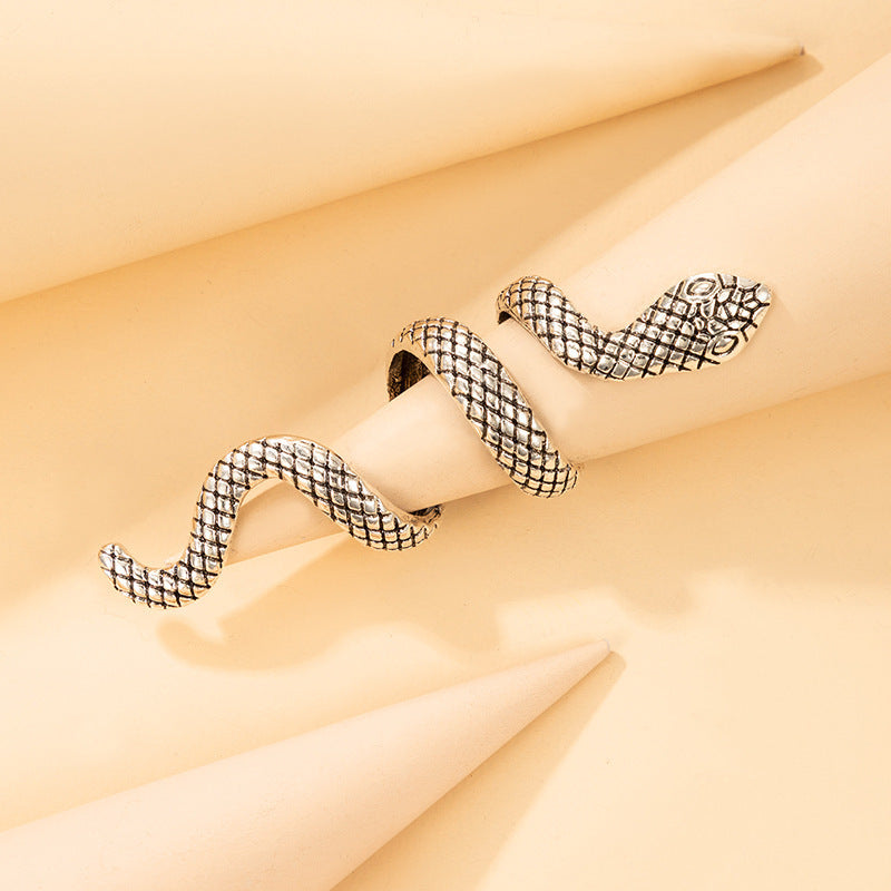Retro Snake-Shaped 4-Piece Ring Set for Men - Punk Style Animal Design