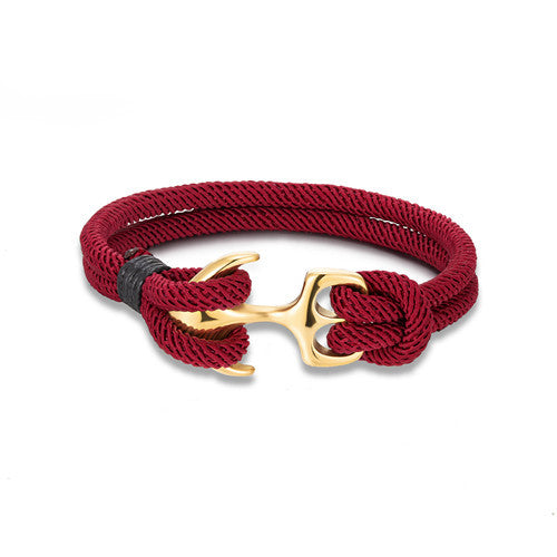 Geometric Anchor Titanium Steel Gold Plated Couples Bracelet