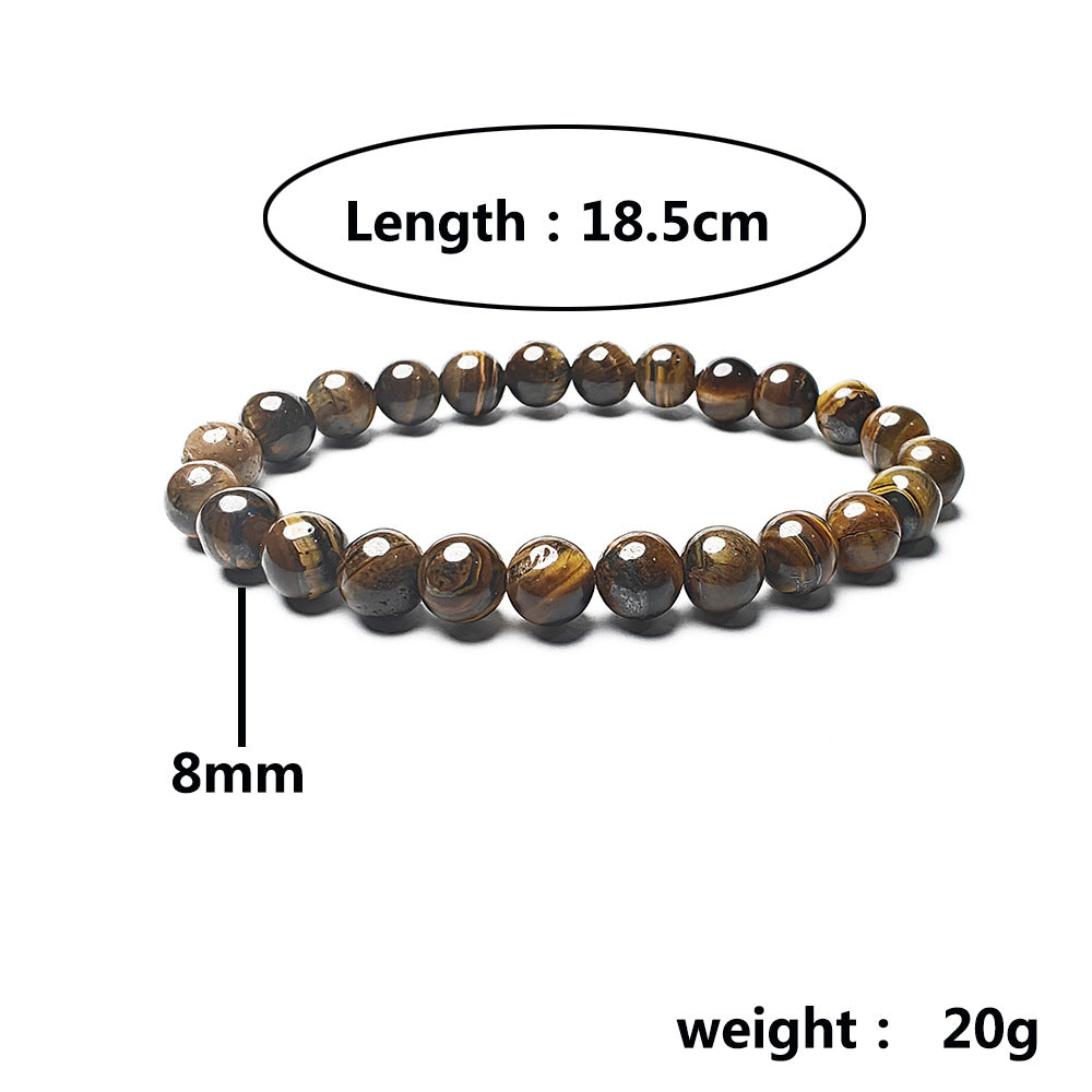 Geometric Natural Stone Agate and Tiger Eye Beaded Unisex Bracelet Set