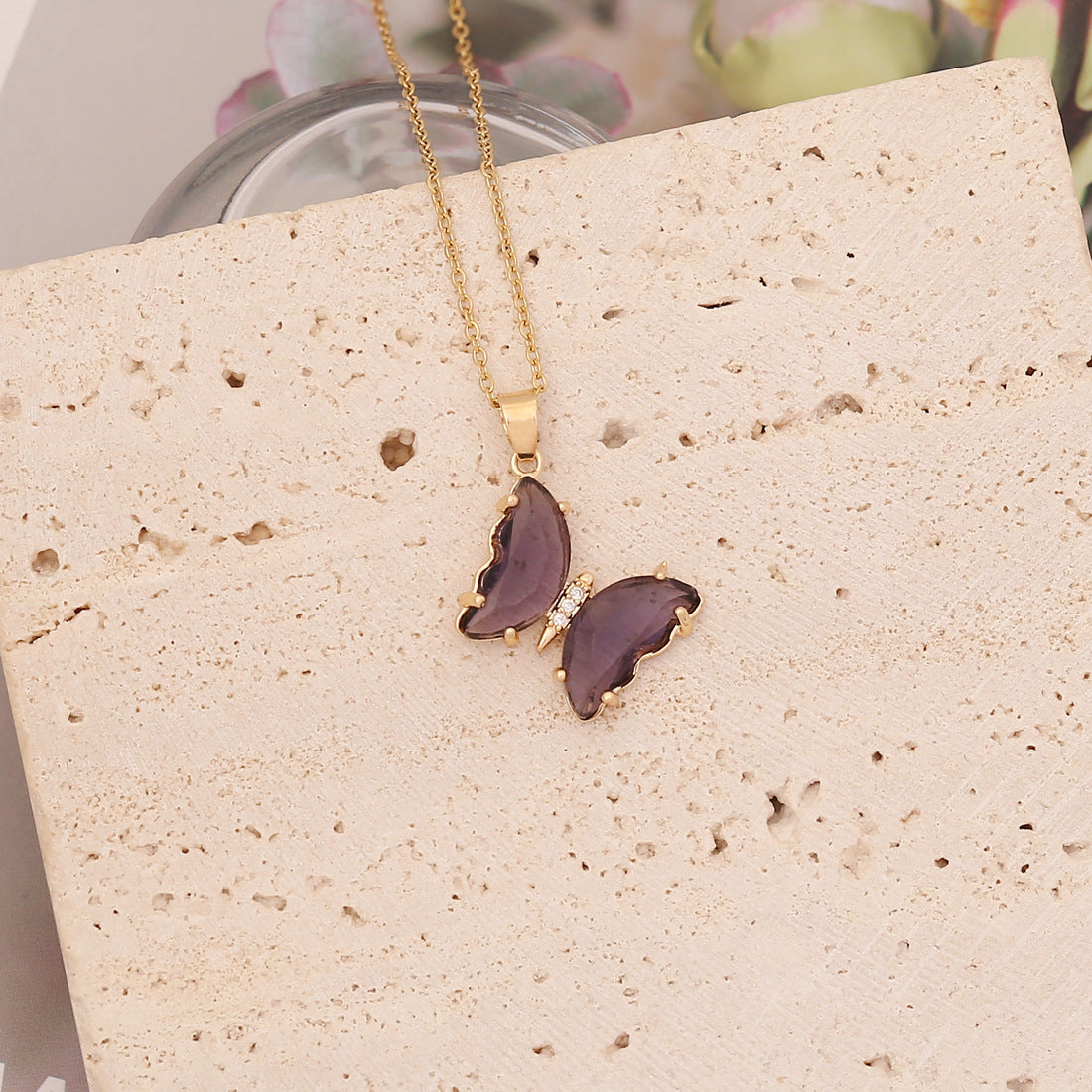 Butterfly Multicolor Stainless Steel Pendant Necklace - Fashionable Clavicle Chain