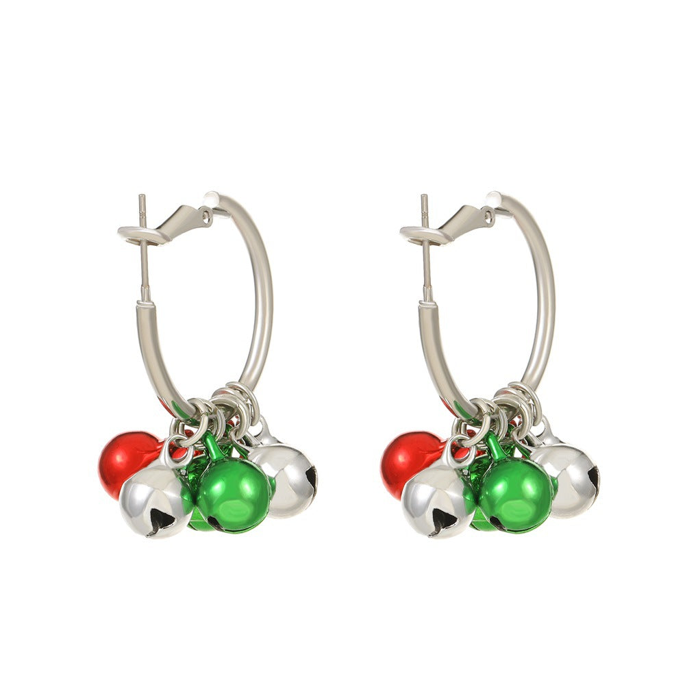 Fashion Christmas Tree Candy Cane Bell Drop Earrings for Women
