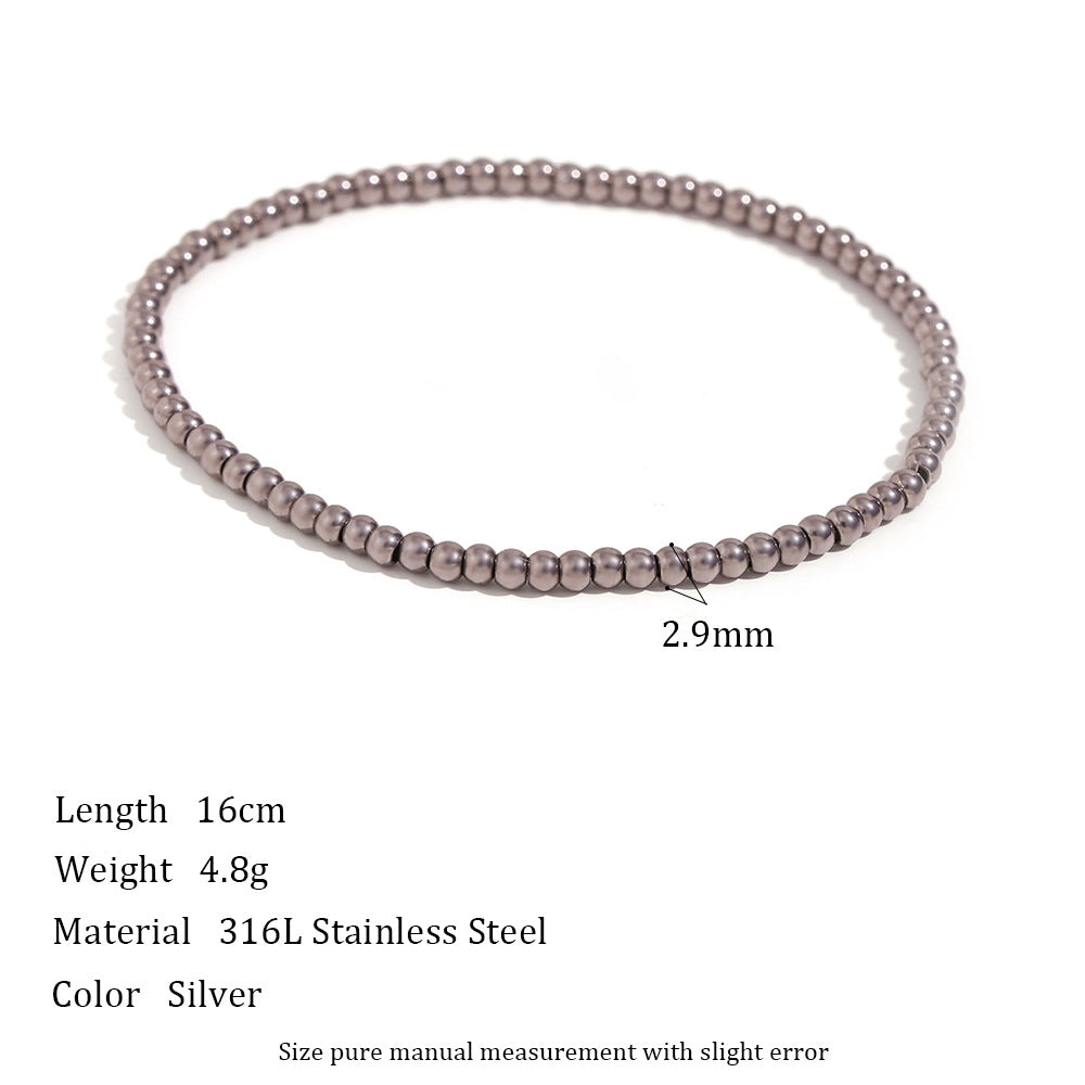 Fashion Minimalist 18k Gold Plated Stainless Steel Beaded Bracelet