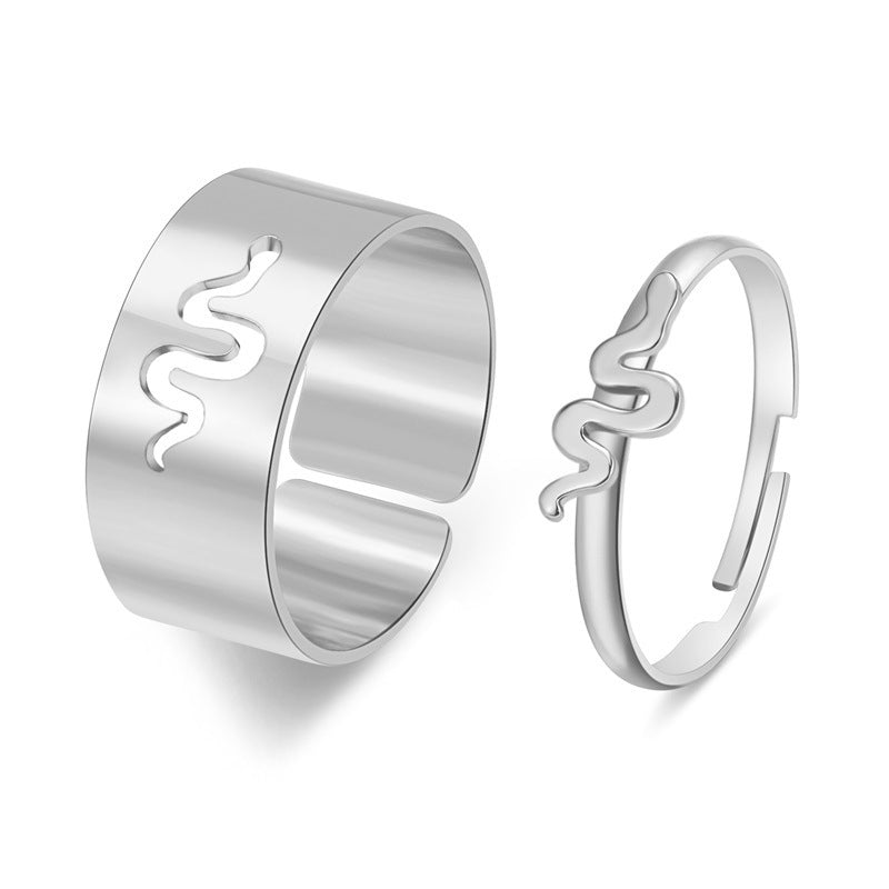 European American Butterfly Ring Set Creative Hollow Design Unique Punk Style Couple Rings