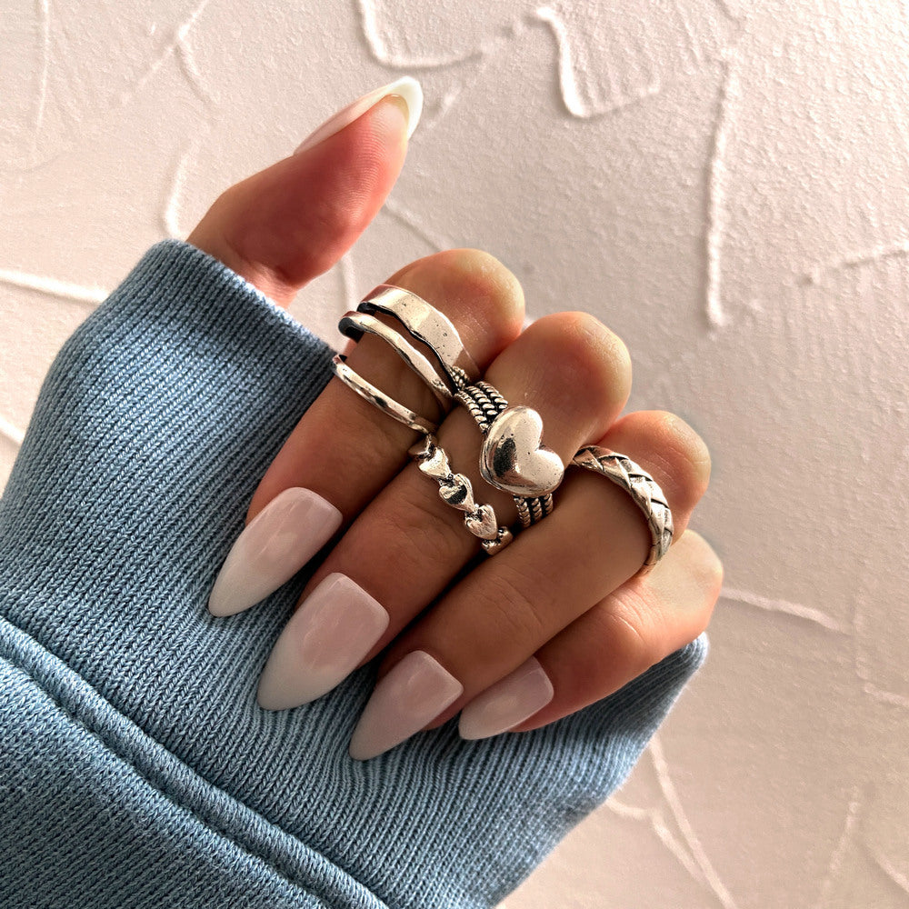 Creative Punk Skull Joker Ring Set - Double Chain & Statement Pieces