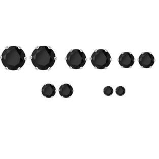 Simple Geometric Zircon Stud Earrings Set - 5 Pairs