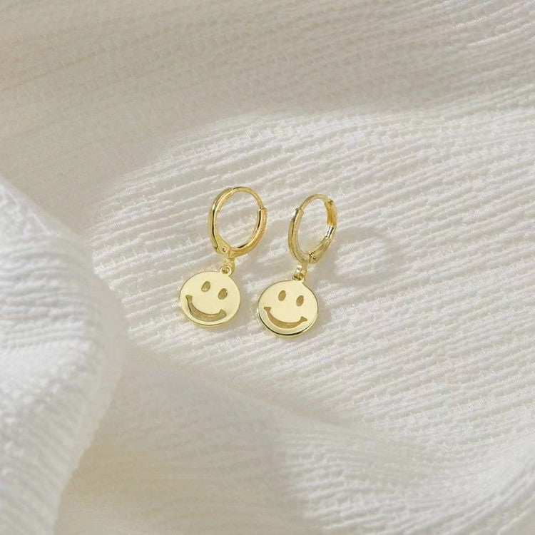 Simple Heart Smiley Face Lightning Enamel Drop Earrings for Women