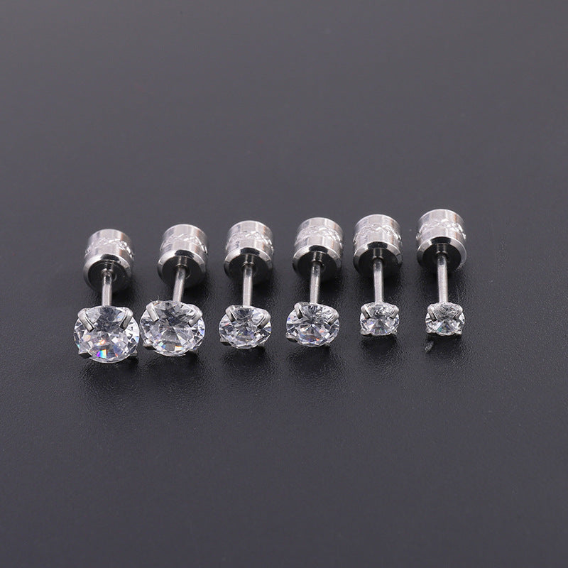 3 Pairs Minimalist Geometric 304 Stainless Steel Double-Sided Stud Earrings